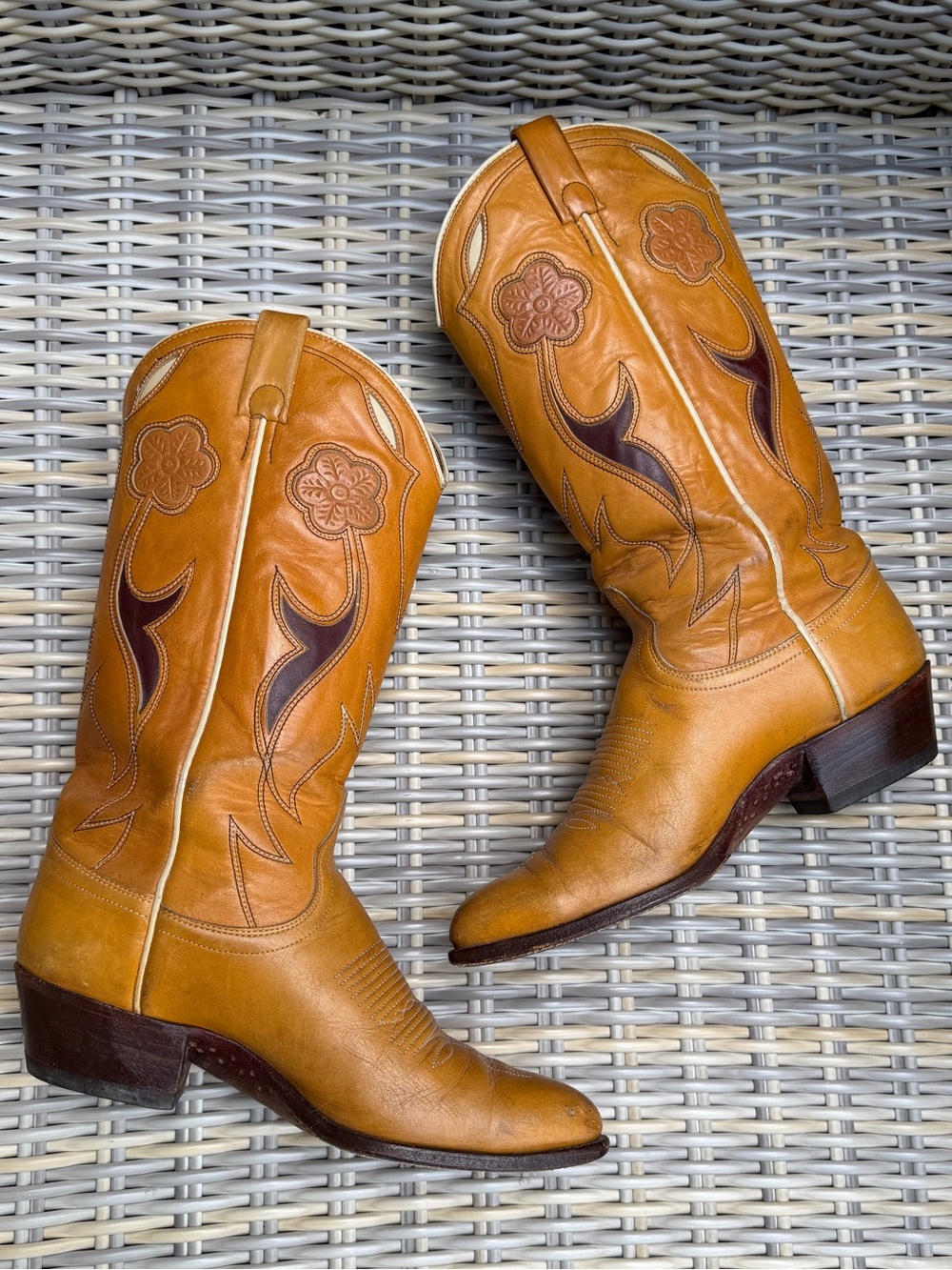 Vintage Ralph Lauren Cowboy Western Boots 7.5 8 Tooled 70s Rodeo Queen - Picture 8 of 16